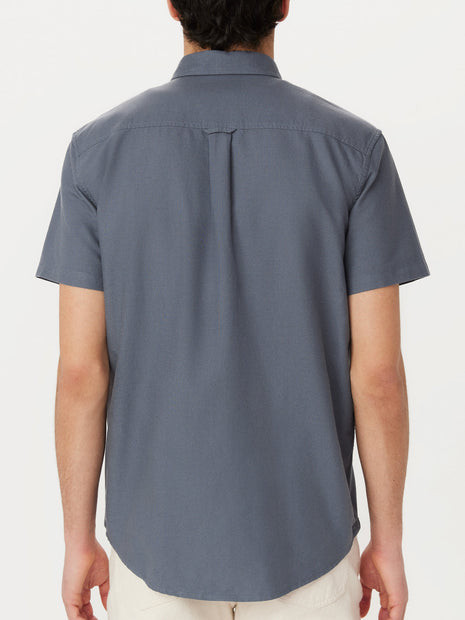 The Jasper Short Sleeve Oxford Shirt in Storm Blue Colour