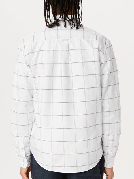 The Jasper Windowpane Oxford Shirt in Bright White Colour