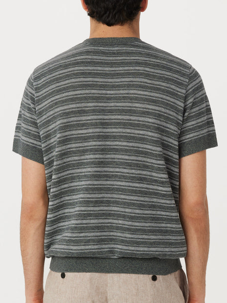 The Short Sleeve Linen Sweater in Green Colour