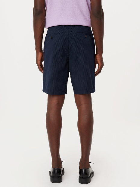 The Jamie Seersucker Short in Deep Blue Colour