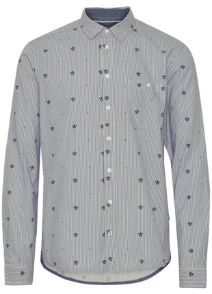 Shirt with Pinstripe and Tulips Pattern