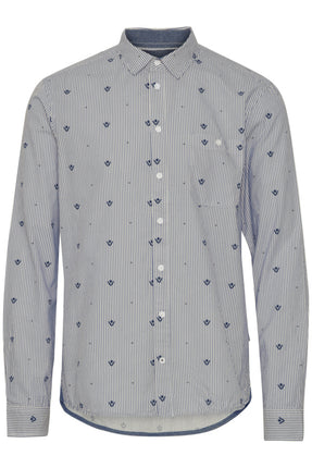 Shirt with Pinstripe and Tulips Pattern