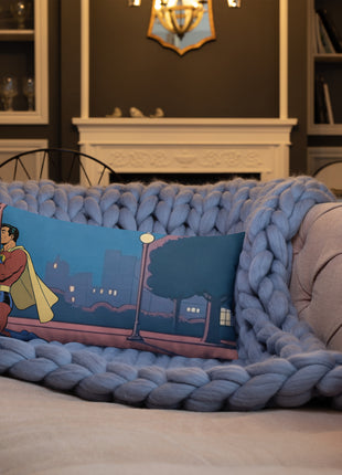 Superhero Night In The Park (right half of print)- Rectangular Throw Pillow