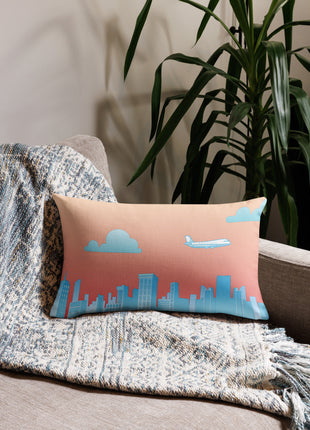 Superhero Kiss in Toronto Sky (left half of image) - Rectangular Throw Pillow