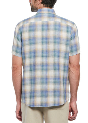 Linen Delave Plaid Short Sleeve Woven Shirt