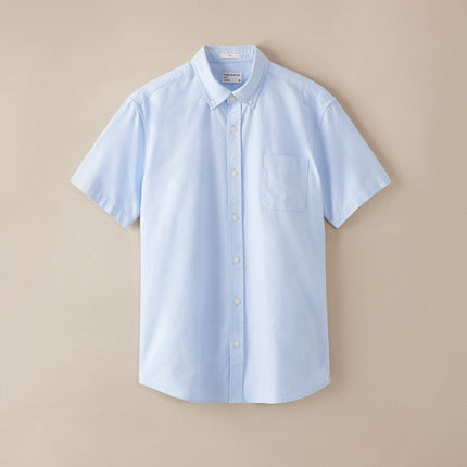 The Jasper Short Sleeve Oxford Shirt in Medium Blue Colour