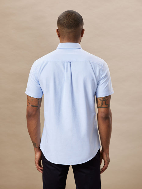 The Jasper Short Sleeve Oxford Shirt in Medium Blue Colour