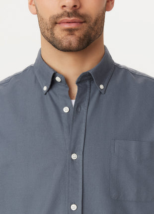 The Jasper Short Sleeve Oxford Shirt in Storm Blue Colour