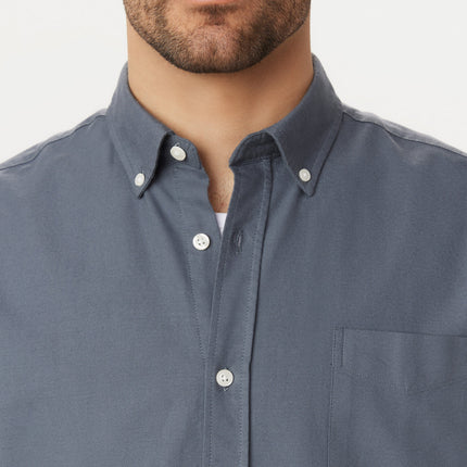 The Jasper Short Sleeve Oxford Shirt in Storm Blue Colour