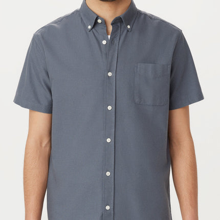 The Jasper Short Sleeve Oxford Shirt in Storm Blue Colour