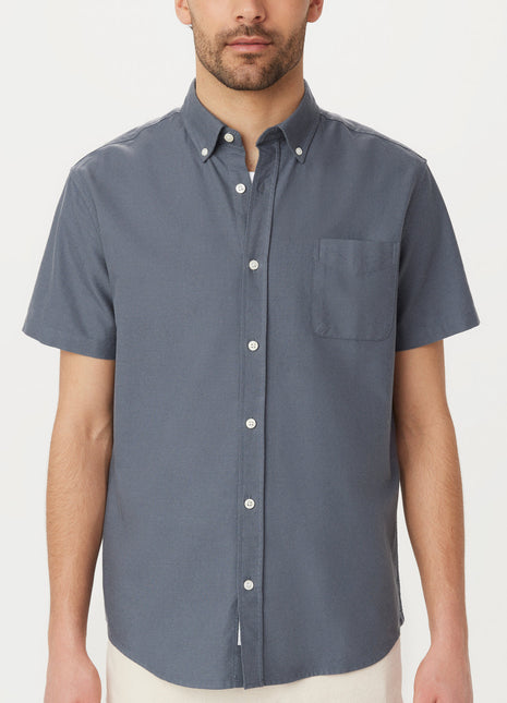 The Jasper Short Sleeve Oxford Shirt in Storm Blue Colour