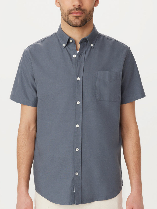 The Jasper Short Sleeve Oxford Shirt in Storm Blue Colour