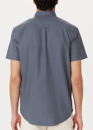 The Jasper Short Sleeve Oxford Shirt in Storm Blue Colour