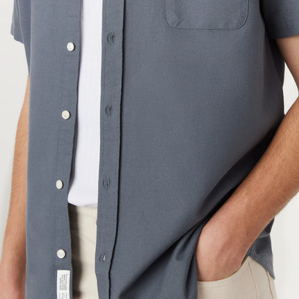 The Jasper Short Sleeve Oxford Shirt in Storm Blue Colour