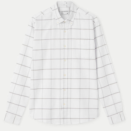 The Jasper Windowpane Oxford Shirt in Bright White Colour