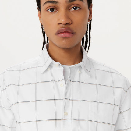 The Jasper Windowpane Oxford Shirt in Bright White Colour