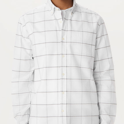 The Jasper Windowpane Oxford Shirt in Bright White Colour