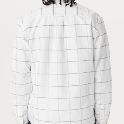 The Jasper Windowpane Oxford Shirt in Bright White Colour