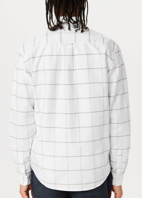 The Jasper Windowpane Oxford Shirt in Bright White Colour