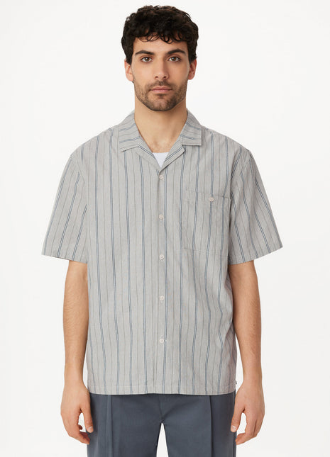 The Striped Camp Collar Shirt in Agave Colour