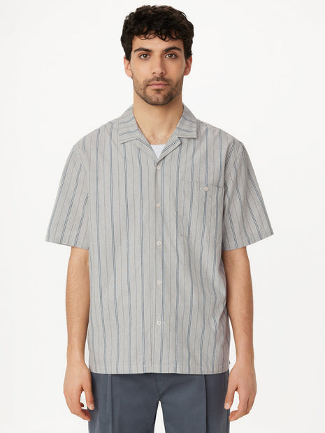 The Striped Camp Collar Shirt in Agave Colour