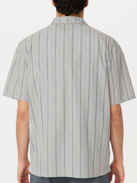 The Striped Camp Collar Shirt in Agave Colour