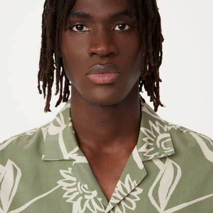 The Print Camp Collar Shirt in Olive Green Colour