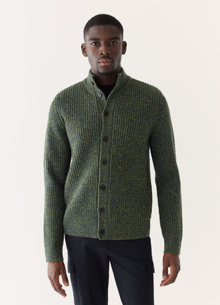 The Donegal Button-Up Sweater in Emerald Green
