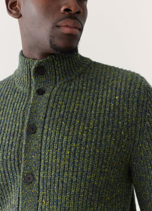 The Donegal Button-Up Sweater in Emerald Green