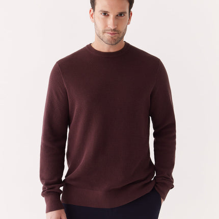 The Waffle Crewneck Sweater in Burgundy