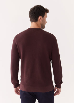 The Waffle Crewneck Sweater in Burgundy