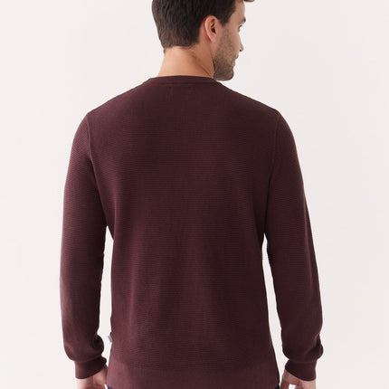 The Waffle Crewneck Sweater in Burgundy