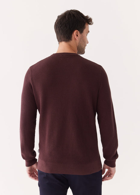 The Waffle Crewneck Sweater in Burgundy