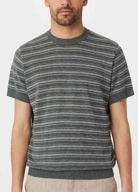 The Short Sleeve Linen Sweater in Green Colour