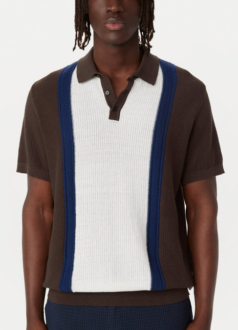 The Mixed-Stitch Polo in Chocolate Brown Colour
