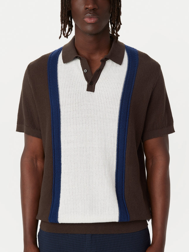 The Mixed-Stitch Polo in Chocolate Brown Colour