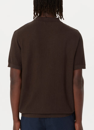 The Mixed-Stitch Polo in Chocolate Brown Colour