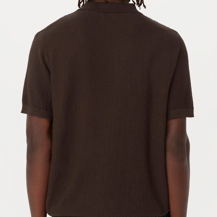 The Mixed-Stitch Polo in Chocolate Brown Colour