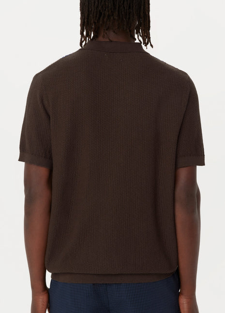 The Mixed-Stitch Polo in Chocolate Brown Colour