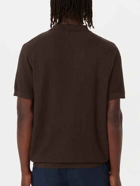 The Mixed-Stitch Polo in Chocolate Brown Colour
