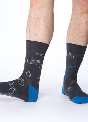 Grey & Blue Bicycle Socks