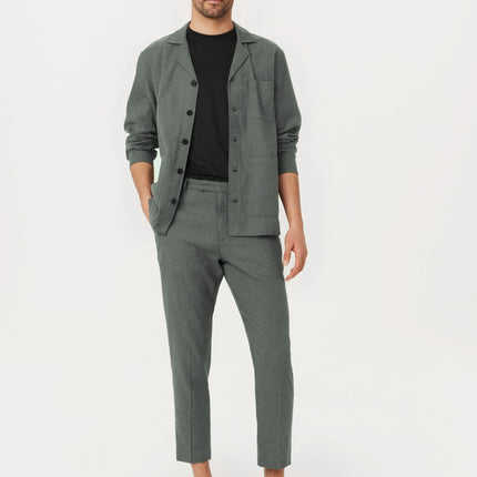 The Colin Tapered Linen Pant in Smoky Green Colour