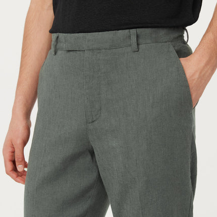 The Colin Tapered Linen Pant in Smoky Green Colour