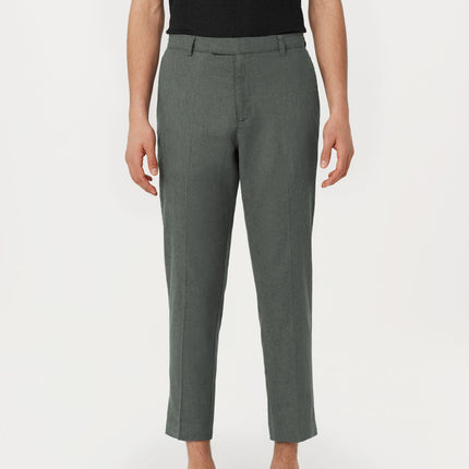 The Colin Tapered Linen Pant in Smoky Green Colour