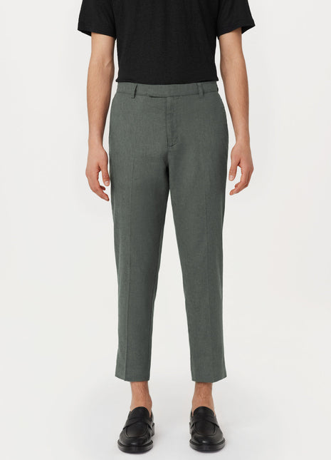 The Colin Tapered Linen Pant in Smoky Green Colour
