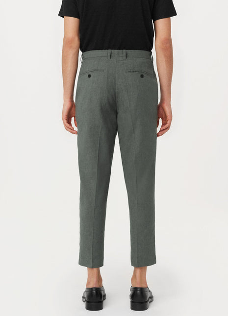 The Colin Tapered Linen Pant in Smoky Green Colour