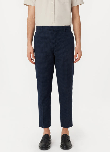 The Colin Tapered Seersucker Pant in Deep Blue