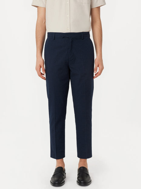 The Colin Tapered Seersucker Pant in Deep Blue
