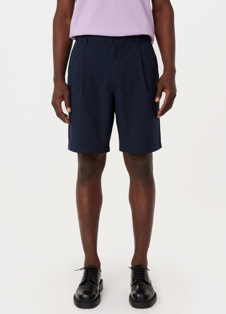 The Jamie Seersucker Short in Deep Blue Colour