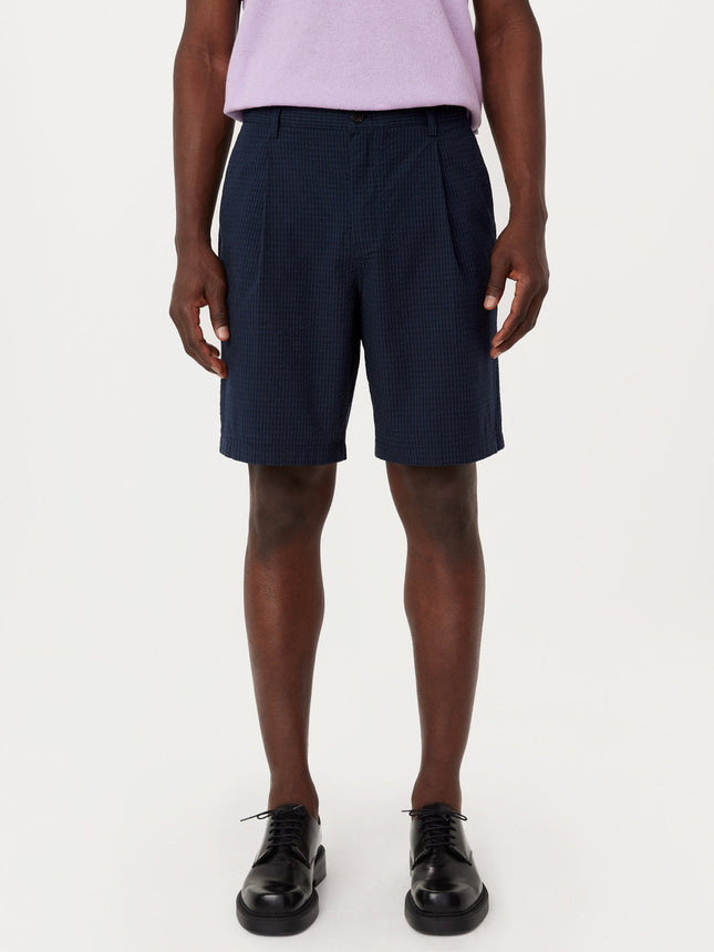 The Jamie Seersucker Short in Deep Blue Colour